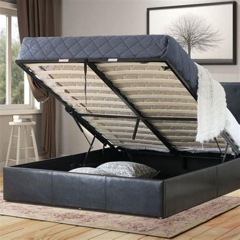 Istyle Prada Double Gas Lift Ottoman Storage Bed Frame Pu 